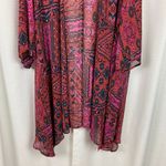 Torrid  Red Print Chiffon Gauze Hanky Hem Midi Kimono Sz.3 Photo 6