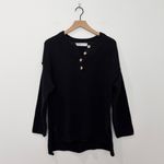 Free People Black Hailee Sweater Wooden Buttons Loungewear Size XS Photo 1