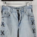 Parasuco Womens Jeans Size 29 Light Wash Criss Cross Lace Up Skinny Grunge Denim Photo 5