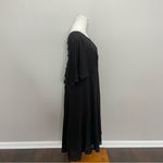 Torrid  Dress Midi Flutter Sleeves Lace Up Back Round Neck Chiffon Lined Black Photo 6