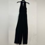 Anthropologie  Viscose Blend Black Halter Wide Leg Neutral Jumpsuit Photo 3