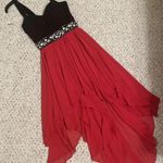 B Darlin Junior Women’s Sleeveless Black Sweetheart Red High Low Prom 3/4 Size undefined Photo 0