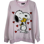 Peanuts Snoopy Woodstock Pink Textured Embroidered Plus Size Crewneck Sweatshirt Photo 0