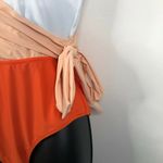 Cupshe NEW  Colorblock Plunging One Piece Swimsuit Orange White Size Medium Photo 3