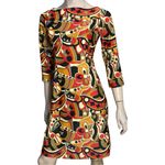 Jude Connally Women’s Size S Orange Red Geo Abstract Print Sheath Dress Photo 2