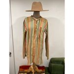 None Womens Boho Hippie Striped Tunic Cover-up Summer Vacation Cotton M Photo 1