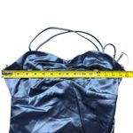 Lulus NWT Women's S Stunning Example Slate Blue Satin Backless Maxi Dress Formal Photo 7
