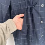 Banana Republic  Womens Windowpane Drawstring Shirt Jacket Navy Blue White Medium Photo 10