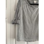 Postmark Medium Anthropologie Gray Striped Blouse Coastal Clean Girl Long Sleeve Photo 4