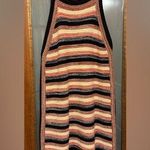 Free People Retro Ruby Striped Multicolor Crocheted Midi Sweater Dress-S Photo 0