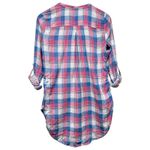 Holding Horses  Anthropologie Tunic Top 4 Blue Pink Plaid Roll Tab Sleeve Cottage Photo 1