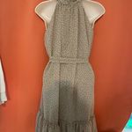 Taylor Brown Polka Dot Backless Dress Tan Size 4 Photo 2