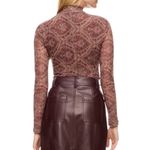 Ronny Kobo X RTR Mock Neck Mesh Top in Brown, Size S Brown Photo 2