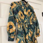 Ulla Johnson Jude Green Constellation Shirt Dress Size 0 Shibori Silk Tie Waist Photo 5
