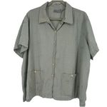 Jane Ashley Vintage  Gray Button Up Shirt Floral Embroidered Pockets Size 3X Photo 0