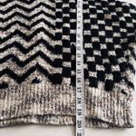 Lulumari  ecru black chunky geometric print fuzzy sweater S/M Photo 4