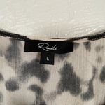 Rails Women L Cream Black Siera Mini Dress Blurred Cheetah Smocked Lined V Neck Photo 4