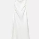 ZARA dress maxi satin rhinstone bow wedding slip on evening party coctail Photo 14