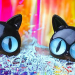 Stud Earrings‎ Ear Jacket Cat Design Zinc Alloy Silver Earrings Retro Cute Style Black Photo 0