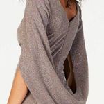 Betsy and Adam AURORA" METALLIC KNIT DRAPE Taupe/Silver DRESS Photo 0