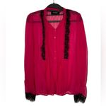 The Kooples  Fuchsia and black Silk Lace Blouse, Small, New Photo 2