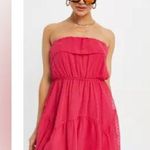 ASOS NWOT  DESIGN Ruffle Bandeau Mini Skate Dress With Belt In Textured Hot Pink Photo 0