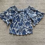 H&M Off Shoulder Blue and White Floral Blouse Photo 1