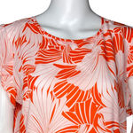 J.Crew Shirt Womens 10 Orange Floral Flower Tropical Office Casual Versatile Photo 4