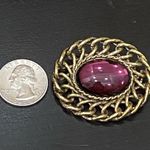 Vintage Unsigned Purple Dome Cabochon Gripoix Brooch Photo 5