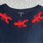 Talbots  Lobster Beaded Sweater Navy 3/4 Sleeve Preppy Nautical Beach Size S Photo 4