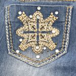 Almost Famous  Low Rise Jeans Size 5 Distressed Embellished‎ Bootcut Y2K Bling Photo 12