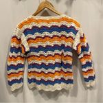Handmade Beautiful Vintage chevron stripe scalloped  knit crochet sweater Photo 1