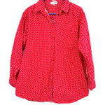 IZOD  Size Medium Button Up Long Sleeve Red White Star Pattern Shirt 100% Cotton‎ Photo 0
