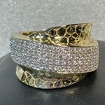 14KT Yellow Gold Honeycomb Half Eternity Pave Diamond Ring Size 7 Photo 0