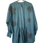 Free People S Mari Stylish Blue Button-Up floral stamps mini dress Photo 1