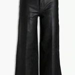 frame denim NWT High Rise Wide Leg Crop Leather Pants Jeans Noir Black 27 Photo 0