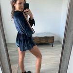 Tobi Navy  Plunging Velvet Romper / Size M Photo 1
