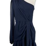 Betsy and Adam Women's Cocktail Dress Size 8 Blue Chiffon Mini Fit and Flare Photo 0