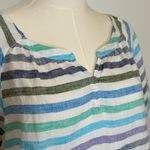 Talbots 100% Linen Split Neck Popover Top Rockport Stripe Women’s Size XS Photo 7