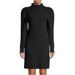 Sandro  Puff Sleeve Ribbed Knit Wool Sweater Dress in Black Size 36 US Small 4 Photo 9