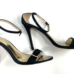 Coach Hampton Black Leather Heels Gold Buckle Detail ankle strap US Size 9.5B Photo 1