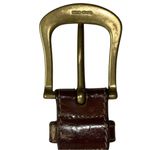 None Vintage Y2K Size M Brown Leather Square Brass Buckle Belt Photo 2