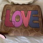Coach RARE  Small Zip Wallet in Signature
Canvas With Love Print Photo 5