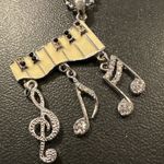 Piano Music Musical Notes Rhinestone Necklace Pendants Brooch Set Of 4 Variety Photo 1