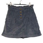 American Eagle  Corduroy Mini Skirt Size Small Blue Gray‎ Paperbag Pullon NWT Photo 0