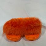 None Faux‎ Fur Slides Women’s SZ 9 EU 44 ORANGE NEW Photo 1