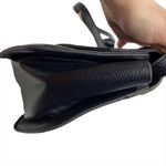 Black Faux Leather Structured Metal Handle Purse Photo 2