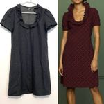 J.Crew Phoebe Ruffle Dress Solid Dark Gray Charcoal WOOL Blend Short Sleeve 2 Photo 1