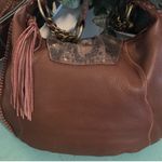 Carlos Falchi for CHI leather snakeskin hobo Purse tassels Brown Photo 2