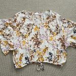 Abound LAST CALL  Floral Tie Front Crop Top Ivory XXL Photo 0